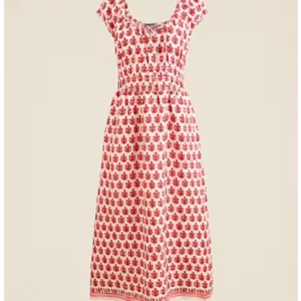 J. Crew Red and White Floral Midi Dress